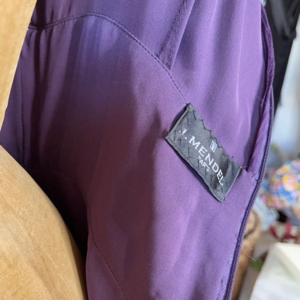 J. Mendel Paris Ruffled Tiered Short Sleeve Silk Evening Dress In Purple Size 10 - Picture 13 of 13